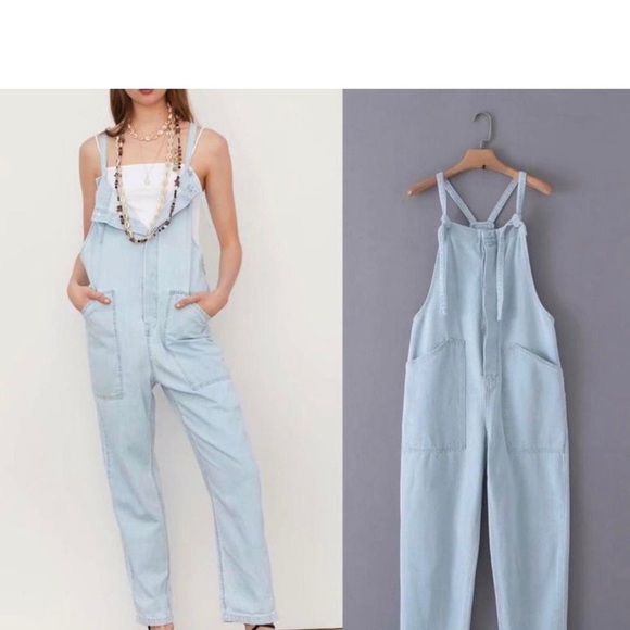 Zara 100% Cotton Denim Jumpsuit - Picture 4 of 11